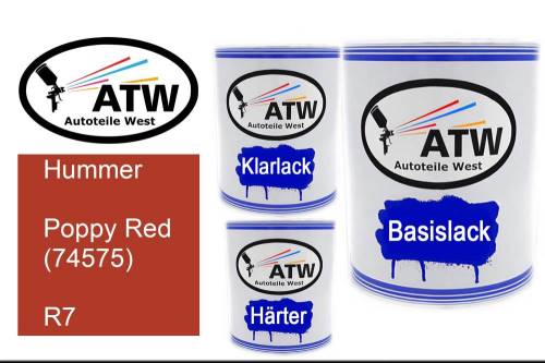 Hummer, Poppy Red (74575), R7: 1L Lackdose + 1L Klarlack + 500ml Härter - Set, von ATW Autoteile West.
